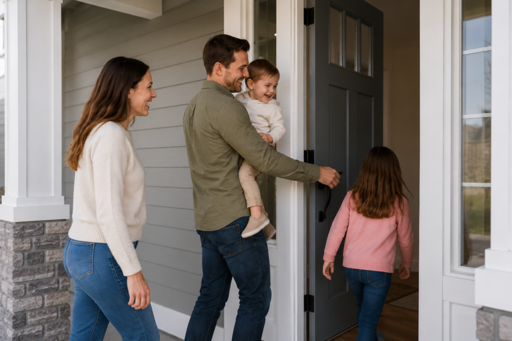 Buying a New Construction Home - a family touring Alturas Homes in Meridian, Idaho